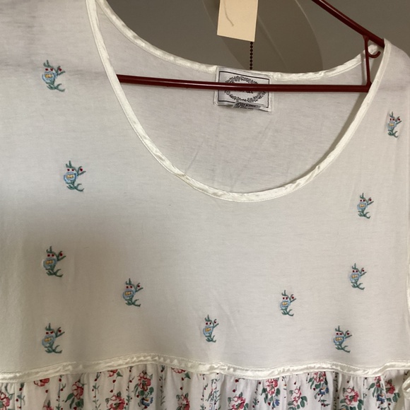 Long cotton nightgown, size M, embroidered top - Picture 2 of 3